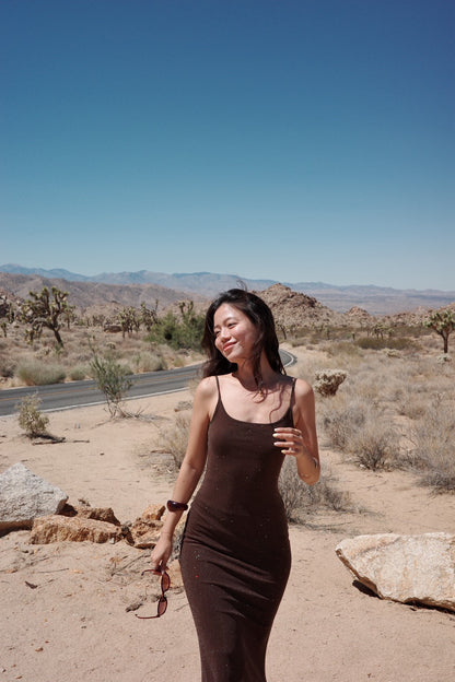 🌵🏜️Desert muse 超美shimmering 咖啡色細肩長洋｜集單款🔥