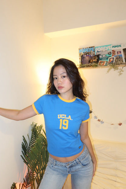 UCLA 刺繡美式撞色baby T 💙⭐️真的太好看😭
