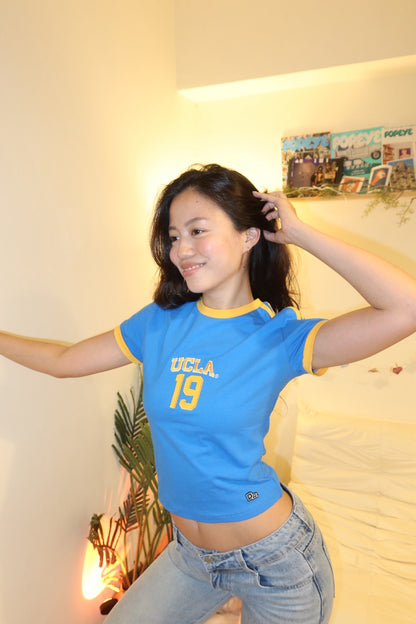 UCLA 刺繡美式撞色baby T 💙⭐️真的太好看😭