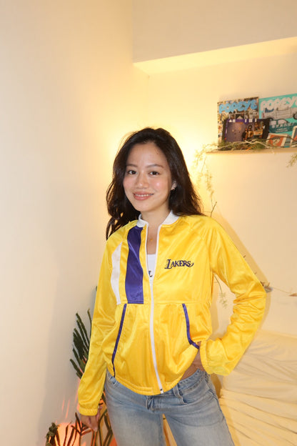 洛杉磯Lakers 經典美製!!🇺🇸黃紫拼色運動外套🏀收藏級!!