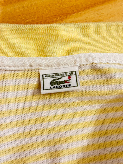 Lacoste🐊法國製!!🇫🇷超可愛polo嫩黃條紋短踢🧈