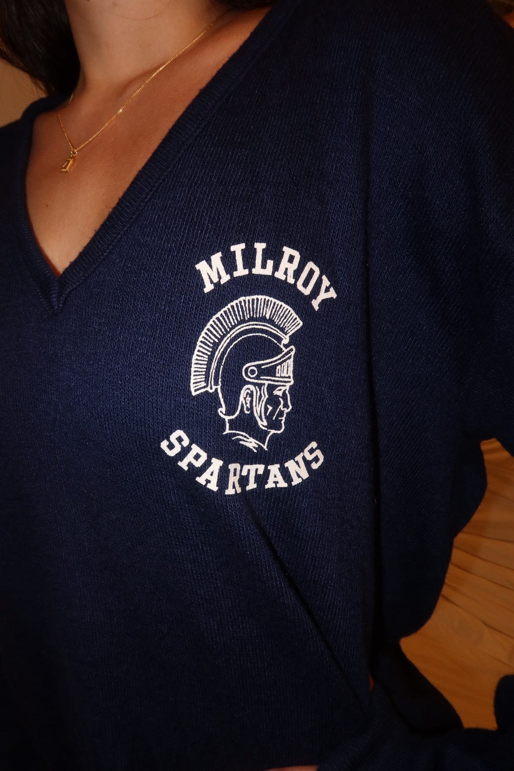 美式校園深藍色V領針織毛衣🧶📘