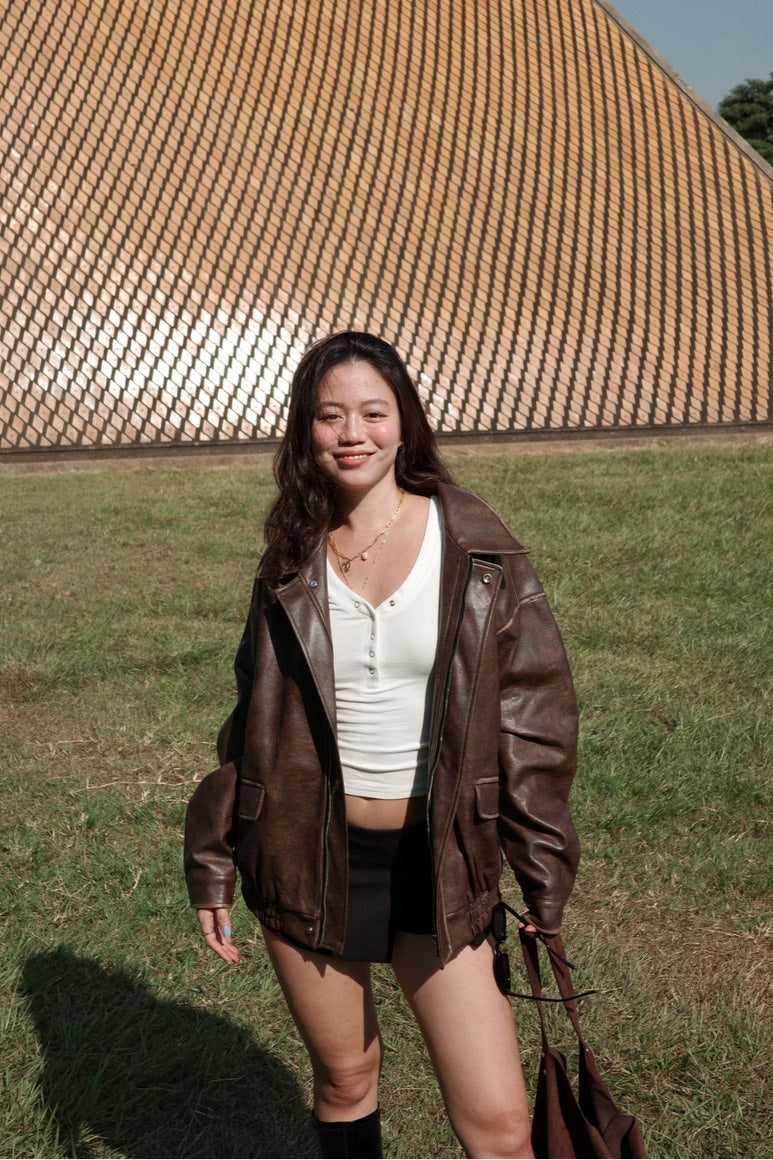 🔥超級大必買!!🤎Hailey Vibe寬鬆做舊咖色皮衣外套🍂📻