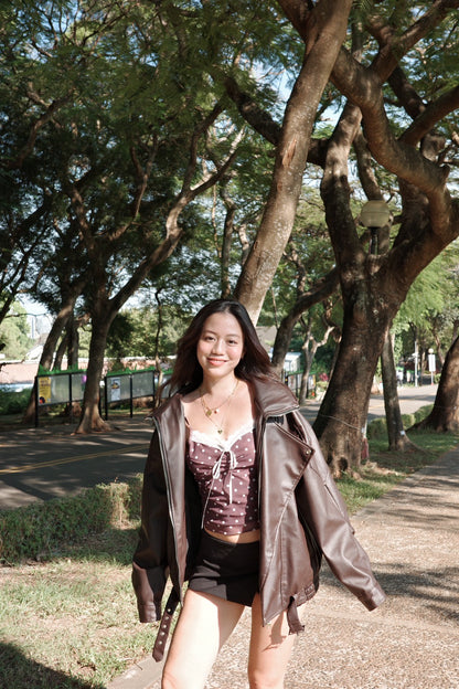 🎱超級大必買!!深咖色☕️Hailey寬鬆機車皮衣大外套🎥🤎