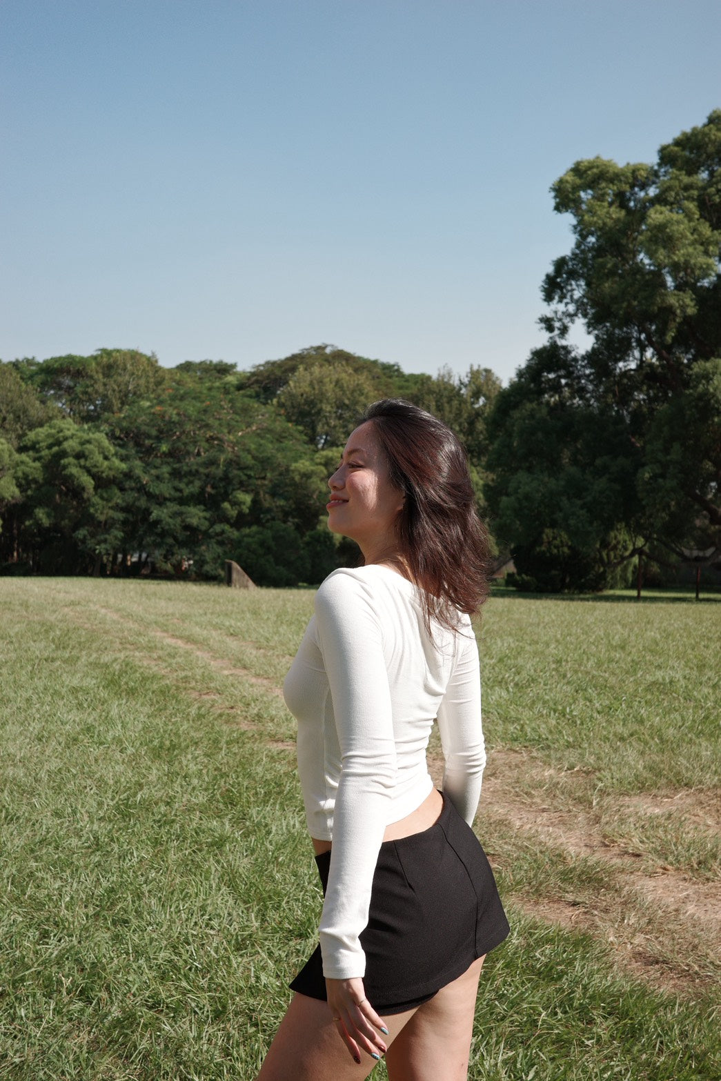 早秋必備🍂辣妹V領開釦緊身彈性長袖🤎🤍