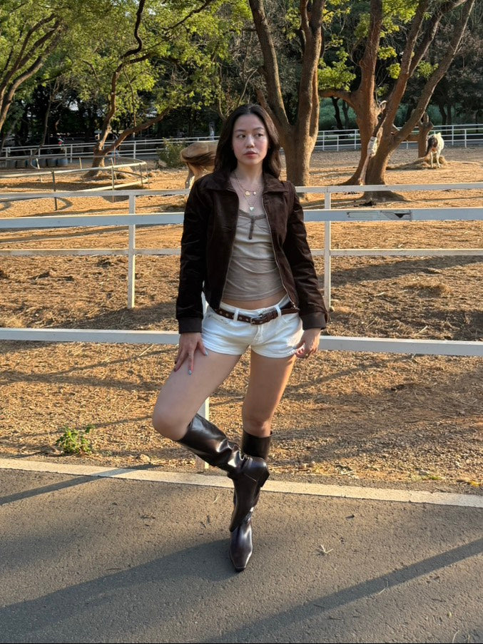 秋冬質感平底咖色直筒皮靴🤎🐎