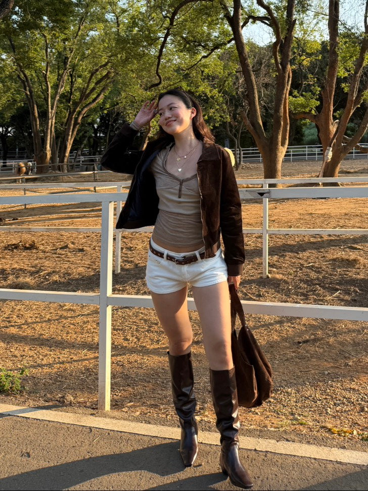 秋冬質感平底咖色直筒皮靴🤎🐎