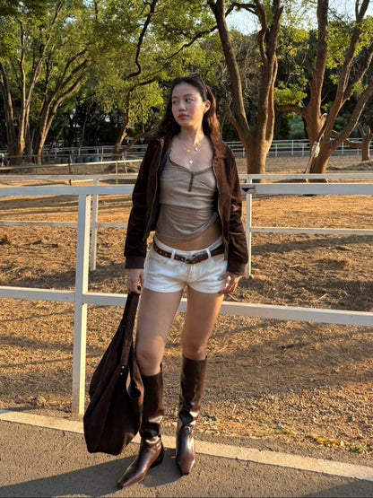 秋冬質感平底咖色直筒皮靴🤎🐎