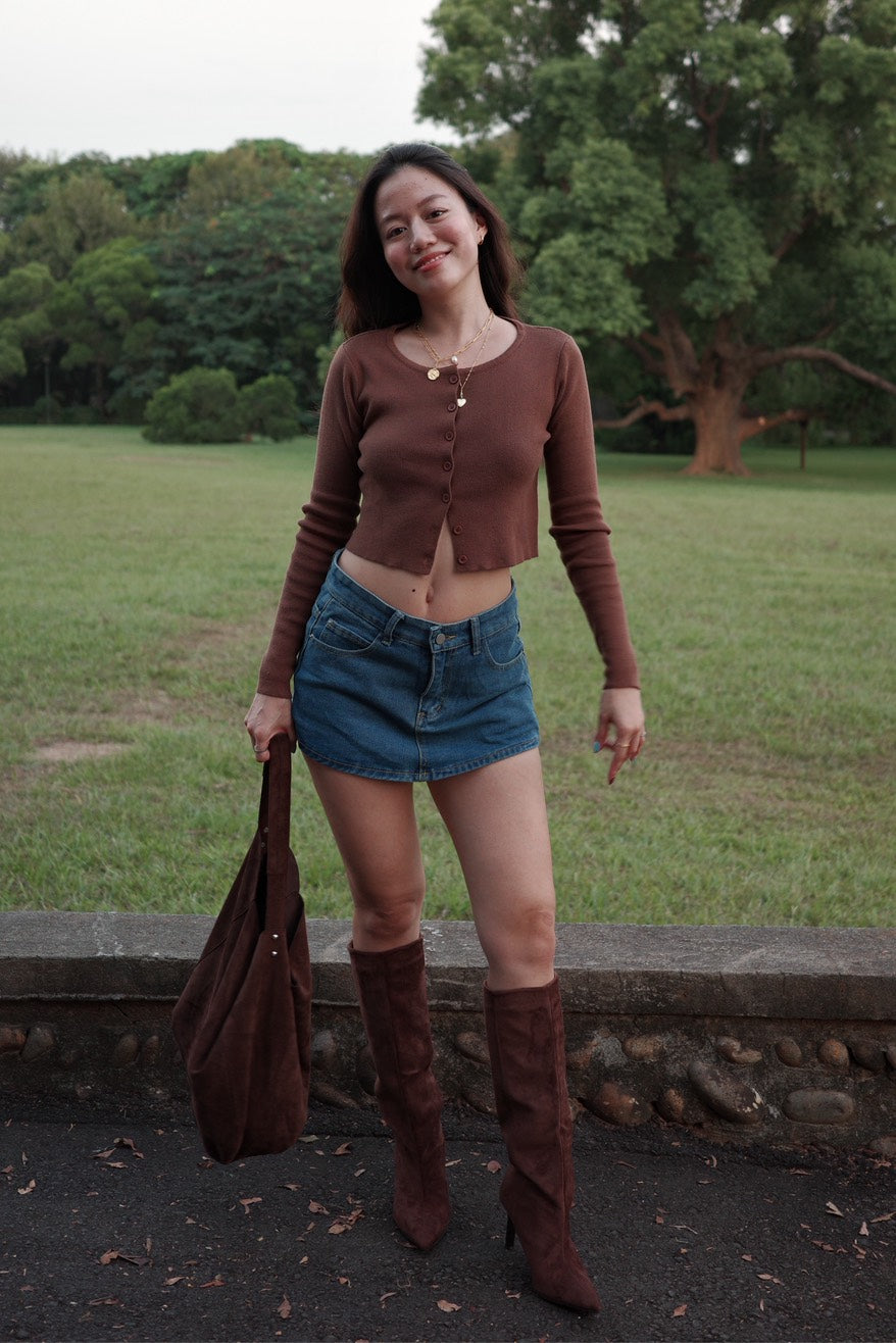 超級辣👢秋冬麂皮細高跟直筒辣靴🧸🤎