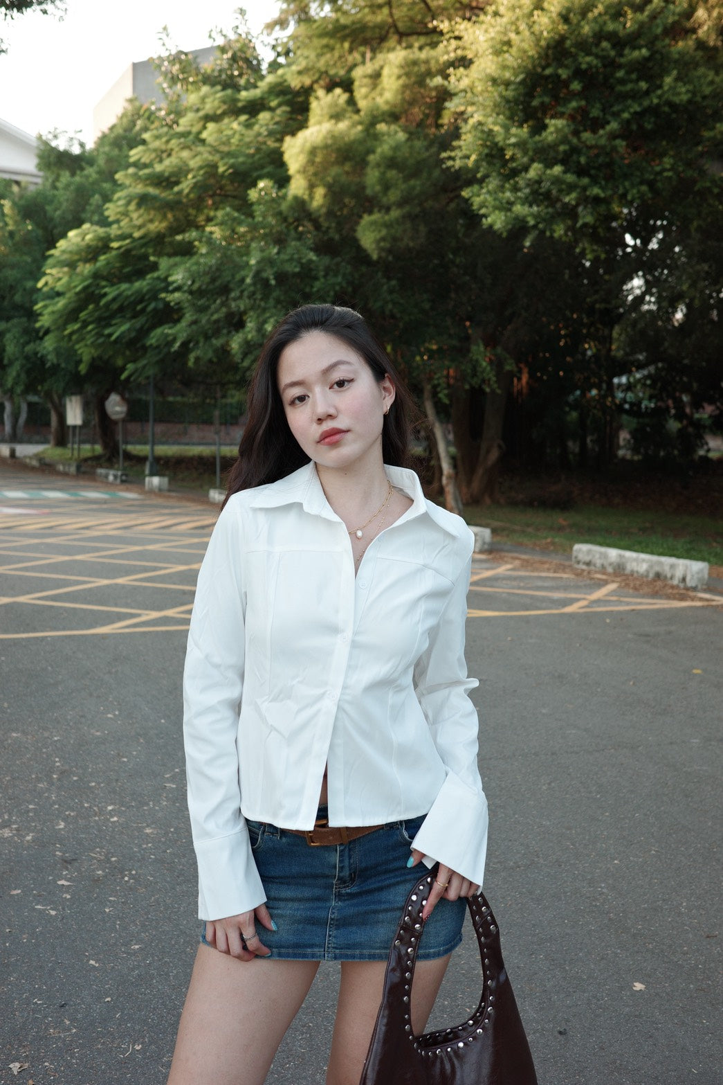 超好看!!百搭復古白色縮腰襯衫🤍☕️