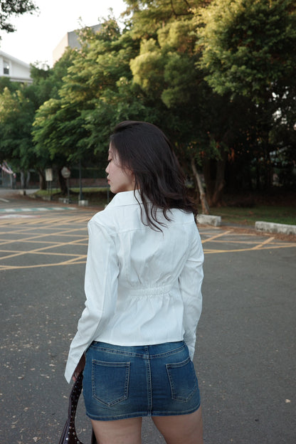 超好看!!百搭復古白色縮腰襯衫🤍☕️