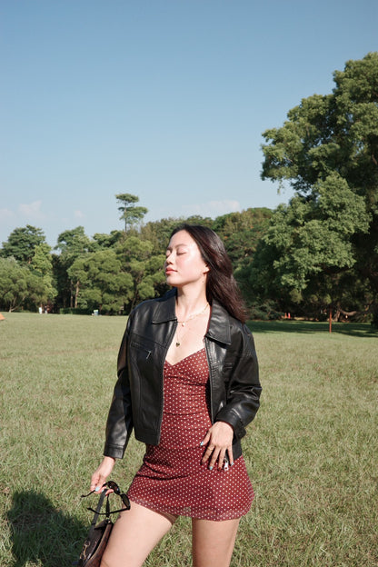 ♟️短版翻領黑色皮衣夾克外套📰🖤