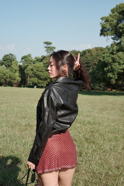 ♟️短版翻領黑色皮衣夾克外套📰🖤