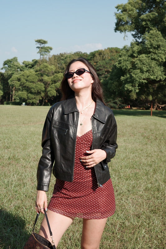 ♟️短版翻領黑色皮衣夾克外套📰🖤