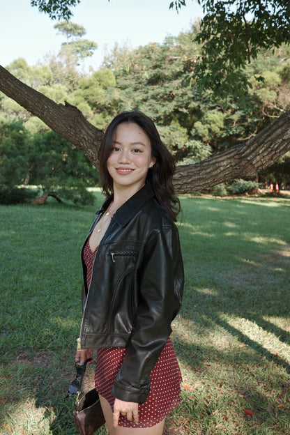 ♟️短版翻領黑色皮衣夾克外套📰🖤