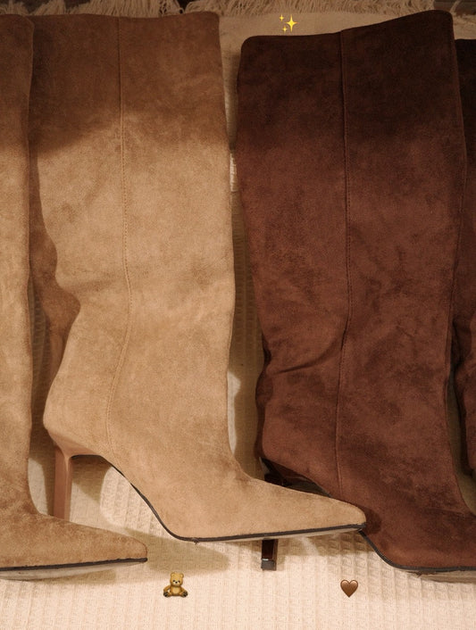 超級辣👢秋冬麂皮細高跟直筒辣靴🧸🤎