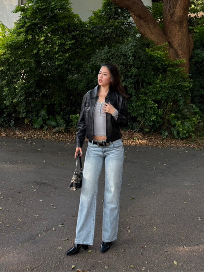 本期必買!!👖美式復古淺藍色低腰直筒牛仔褲💌⭐️