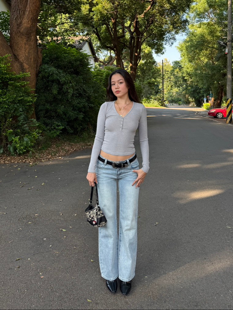 本期必買!!👖美式復古淺藍色低腰直筒牛仔褲💌⭐️