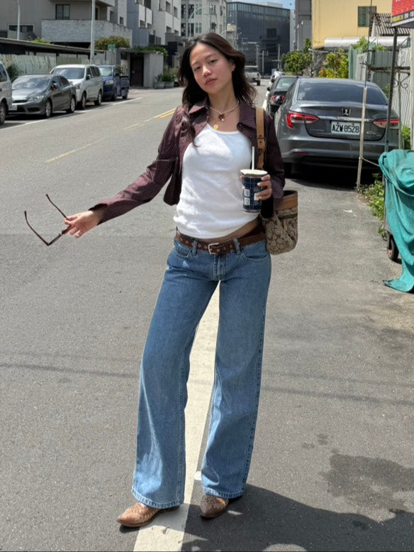 本期大必買!!超好看👖中藍色低腰直筒牛仔褲📰