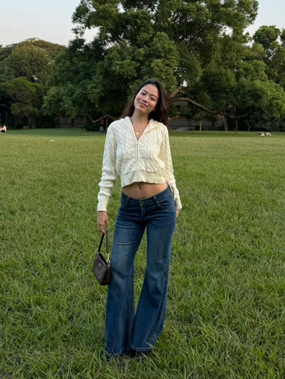 必買!!超好看低腰喇叭深中藍色2000S彈性牛仔褲🧸☕️