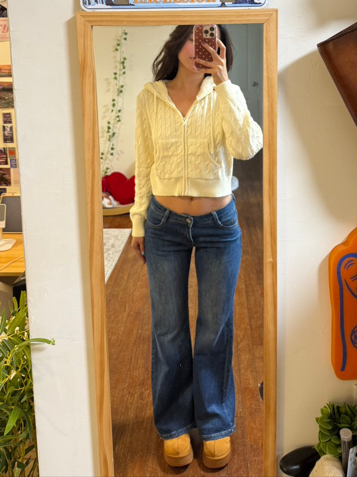 必買!!超好看低腰喇叭深中藍色2000S彈性牛仔褲🧸☕️