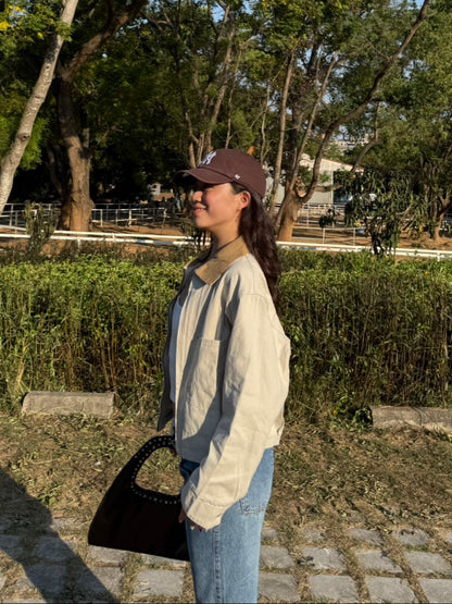 早秋必備🍂美式復古翻領薄夾克外套🤎🧸淺杏色!