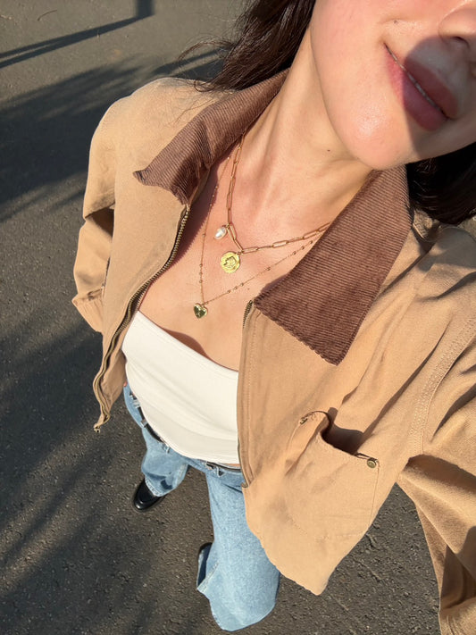 早秋必備🍂美式復古翻領薄夾克外套🤎🧸卡其咖色!