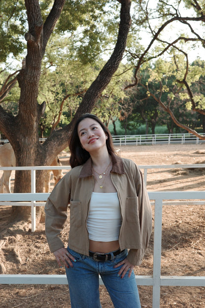 早秋必備🍂美式復古翻領薄夾克外套🤎🧸卡其咖色!