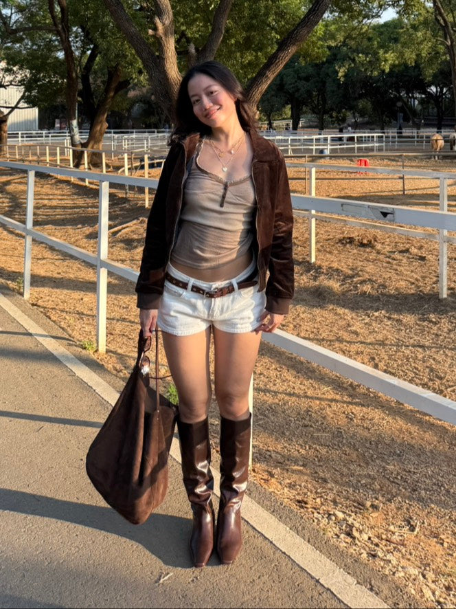 本期必買!!🤎深咖啡色2000S燈芯絨復古鋪棉翻領短版外套🍫