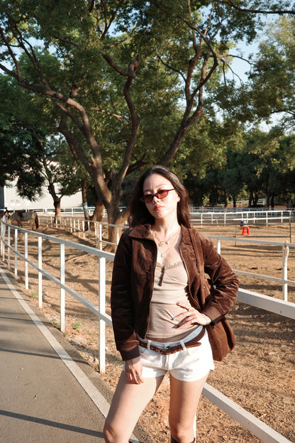 本期必買!!🤎深咖啡色2000S燈芯絨復古鋪棉翻領短版外套🍫