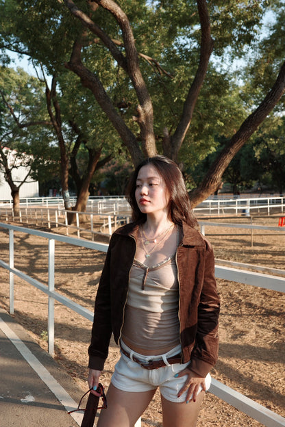 本期必買!!🤎深咖啡色2000S燈芯絨復古鋪棉翻領短版外套🍫