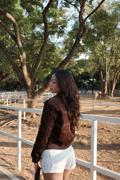 本期必買!!🤎深咖啡色2000S燈芯絨復古鋪棉翻領短版外套🍫