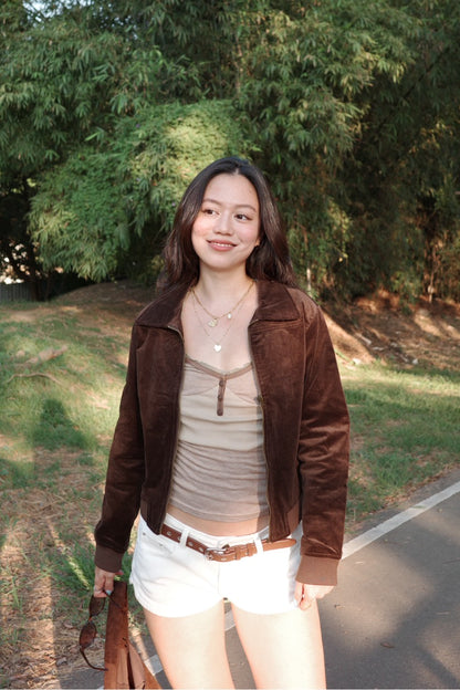 本期必買!!🤎深咖啡色2000S燈芯絨復古鋪棉翻領短版外套🍫