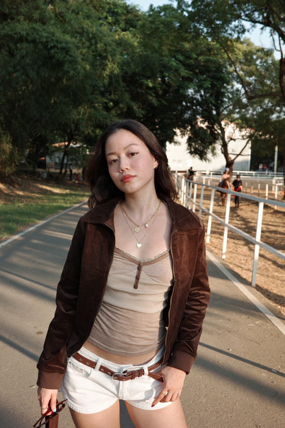 本期必買!!🤎深咖啡色2000S燈芯絨復古鋪棉翻領短版外套🍫