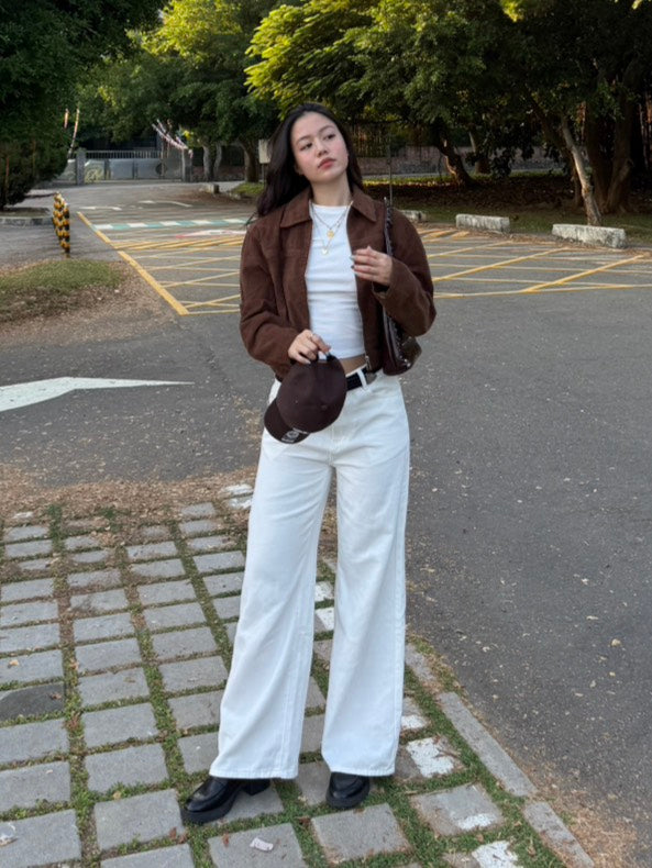 美式直筒白色🤍低腰牛仔褲🫧