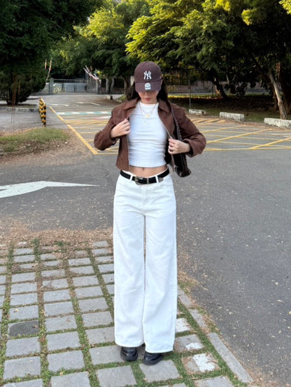 美式直筒白色🤍低腰牛仔褲🫧