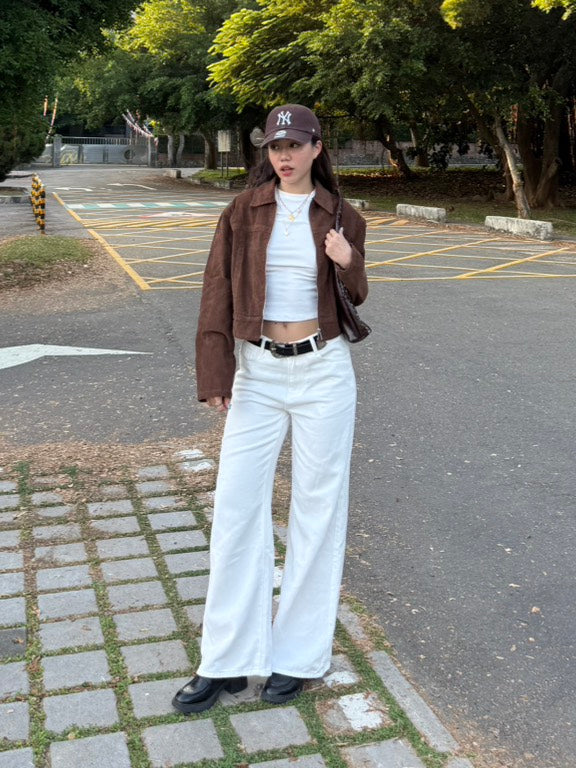 美式直筒白色🤍低腰牛仔褲🫧