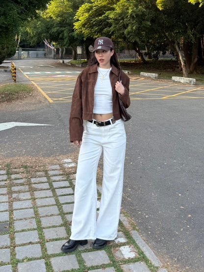 美式直筒白色🤍低腰牛仔褲🫧