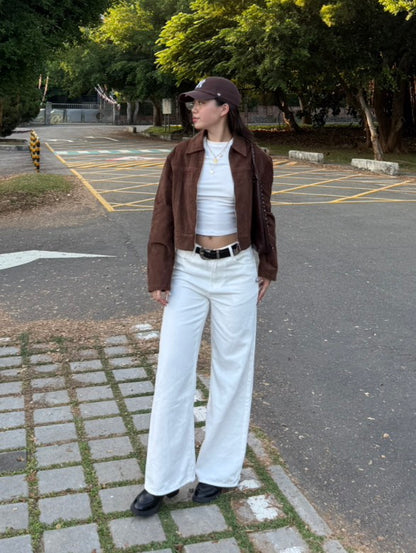 美式直筒白色🤍低腰牛仔褲🫧