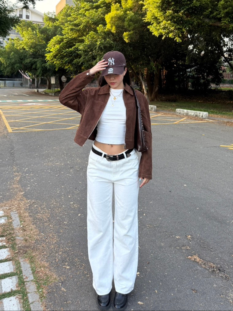 美式直筒白色🤍低腰牛仔褲🫧