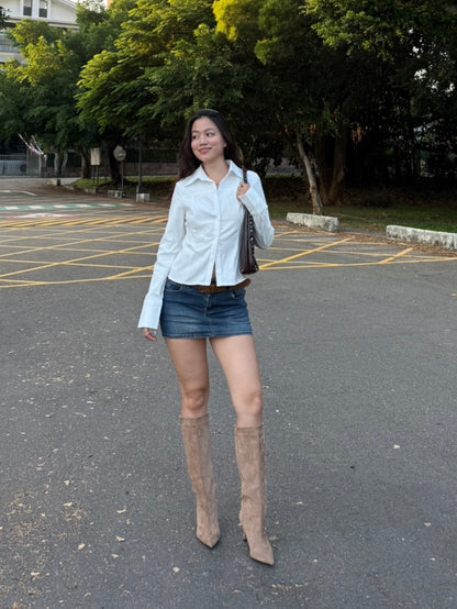 超好看!!百搭復古白色縮腰襯衫🤍☕️