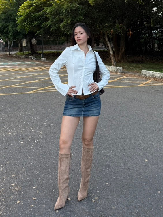 超好看!!百搭復古白色縮腰襯衫🤍☕️