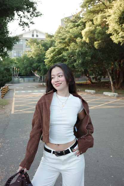 本期必買!!🧸BM風焦糖咖啡色燈芯絨復古翻領短版外套🍂