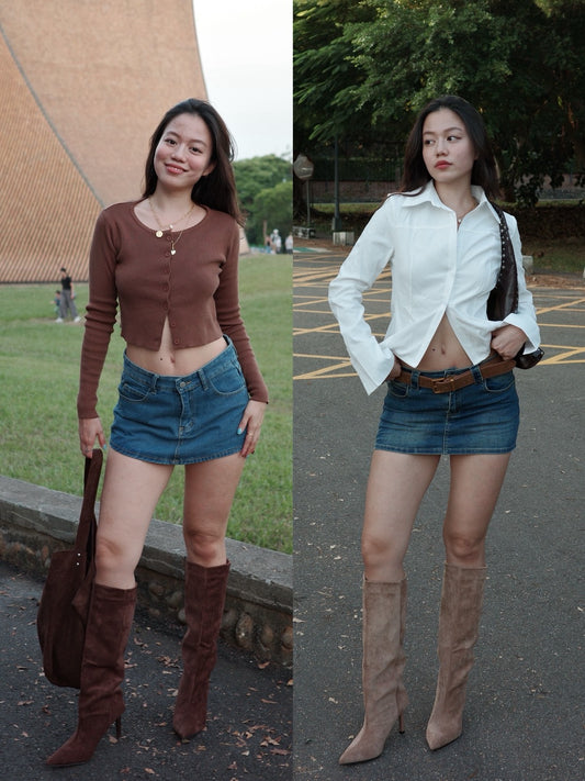 超級辣👢秋冬麂皮細高跟直筒辣靴🧸🤎