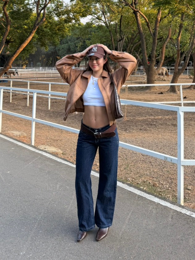 🍂早秋麂皮卡其色騎士翻領外套🛵