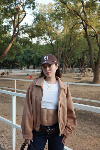 🍂早秋麂皮卡其色騎士翻領外套🛵