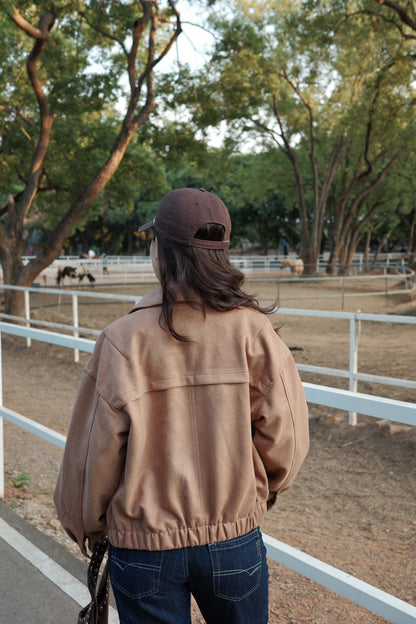 🍂早秋麂皮卡其色騎士翻領外套🛵