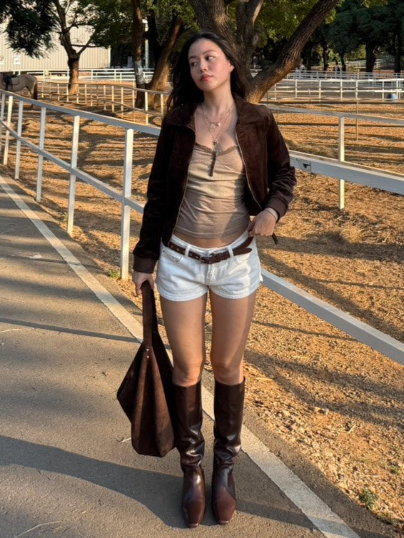 本期必買!!🤎深咖啡色2000S燈芯絨復古鋪棉翻領短版外套🍫