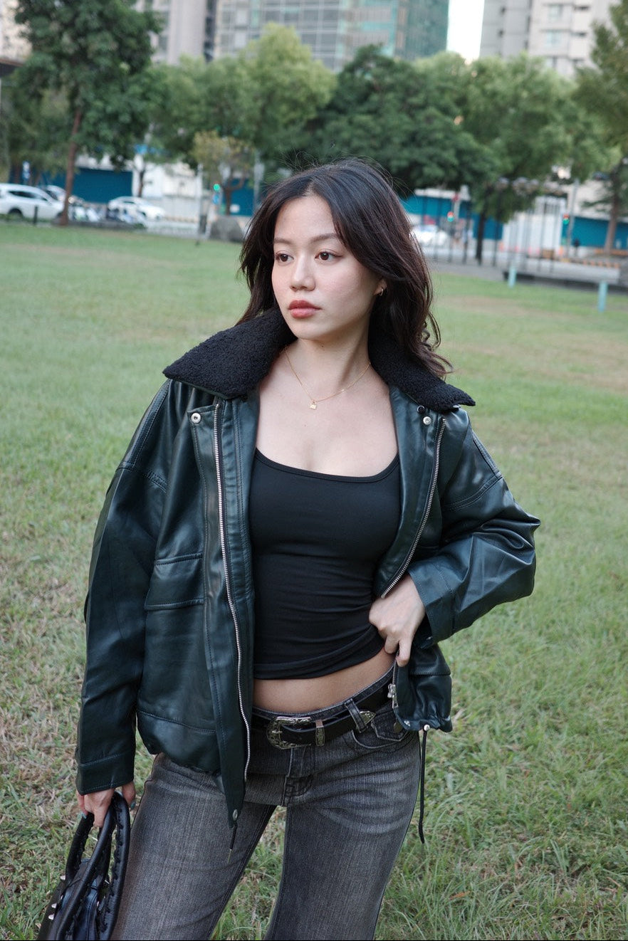 𝟐𝟎𝟎𝟎𝐬 𝐟𝐚𝐮𝐱-𝐥𝐞𝐚𝐭𝐡𝐞𝐫 𝐛𝐚𝐝𝐝𝐢𝐞 𝐣𝐚𝐜𝐤𝐞𝐭 🖤🎱