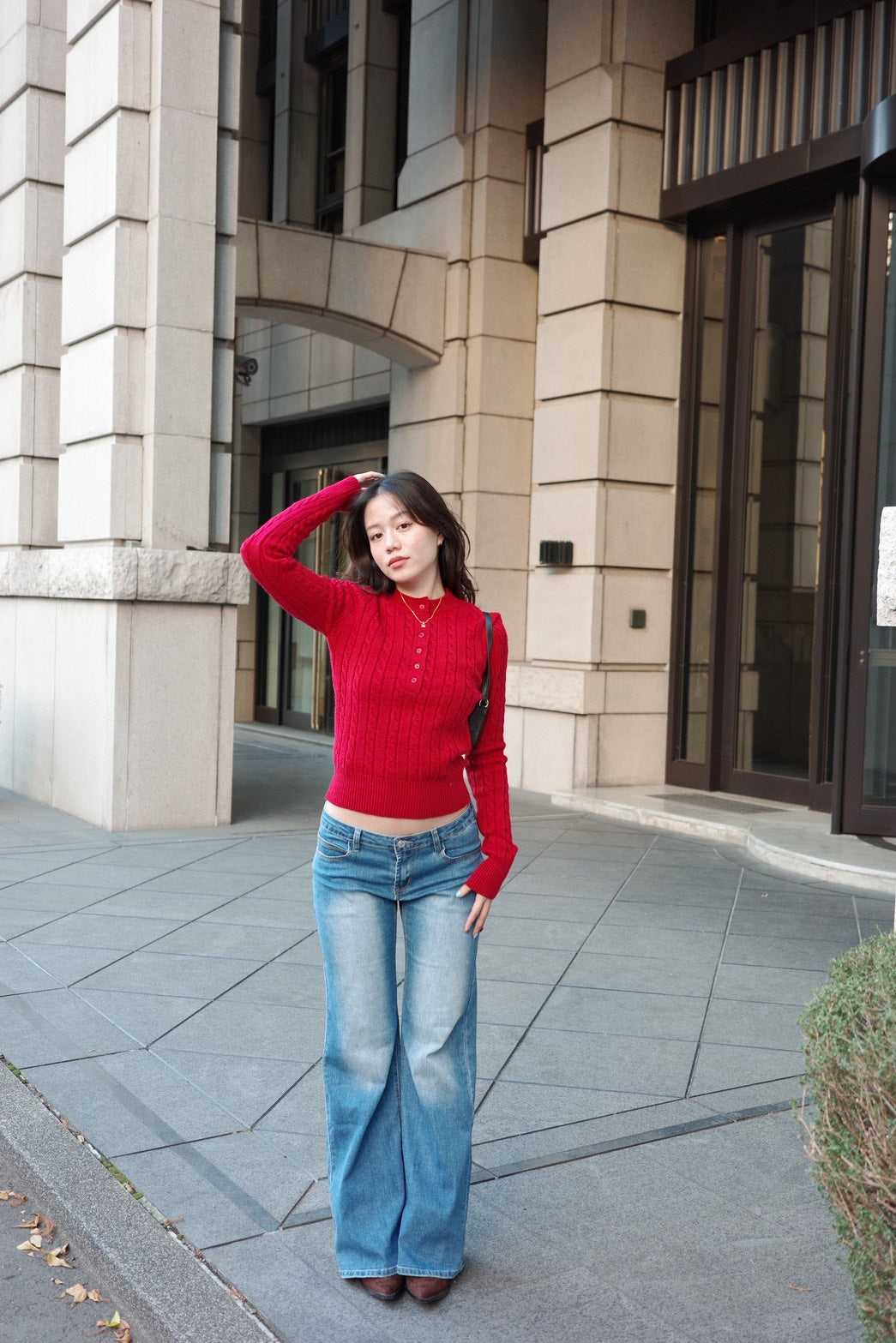 冬季🧸🧣麻花圓領半扣貼身針織毛衣❄️